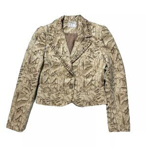 Vintage Alberto Makali Blazer Sz 8 Neutrals Tan Brown Rhinestone Buttons Jacket